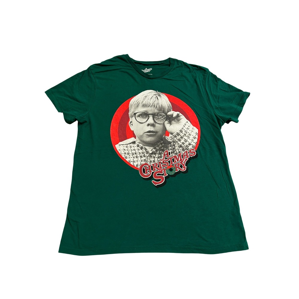 Briefly Stated A Christmas Story T-Shirt Mens Large Green Excellent Ralphie Tee